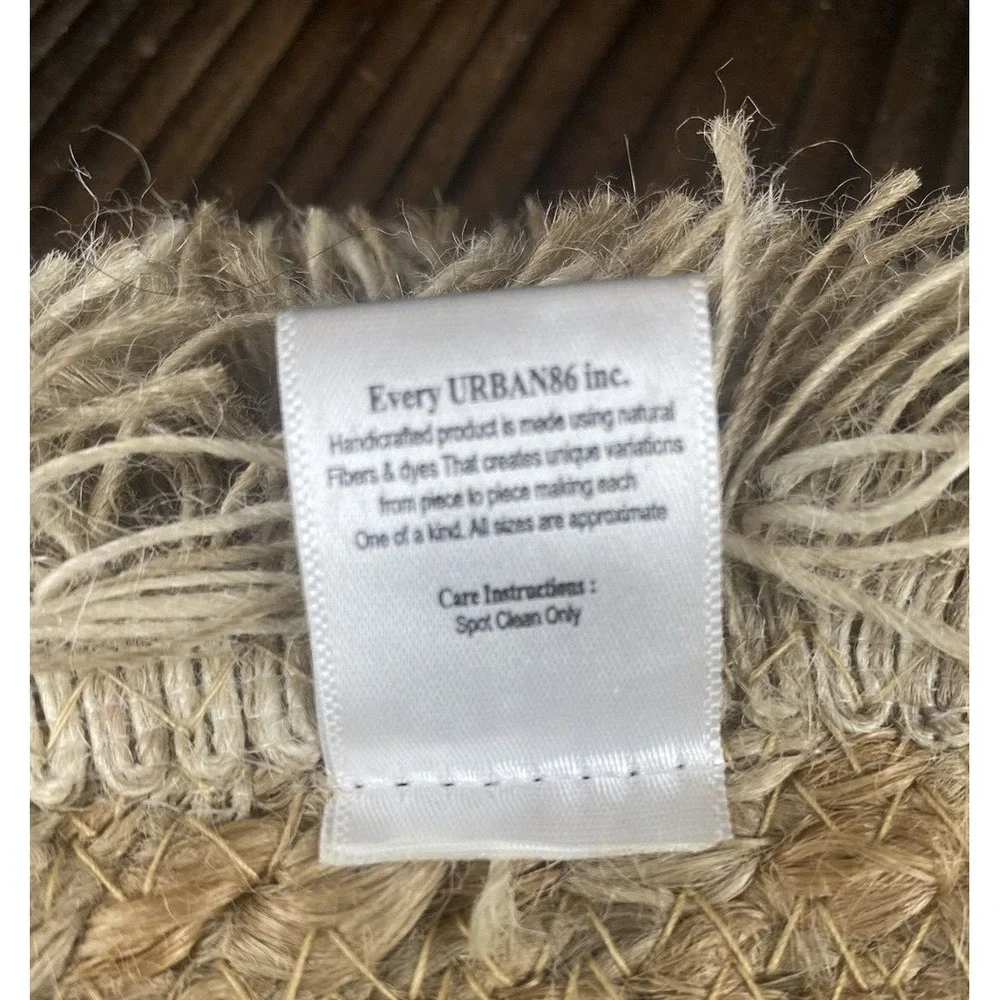 Urban 86 Set of 4 Round Jute Burlap Placemats with Fringe